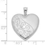 Sterling Silver Rhodium-plated 24mm Scrolled Heart Family Locket - Image 4
