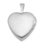 Sterling Silver Rhodium-plated Satin & D/C Diamond Star Heart Locket - Image 3