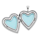 Sterling Silver Rhodium-plated Polished & Satin Diamond 20mm Heart Locket - Image 5