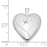 Sterling Silver Rhodium-plated & Diamond 20mm D/C Heart Locket - Image 4