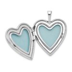 Sterling Silver Rhodium-plated 20mm Textured Daisies Heart Locket - Image 5