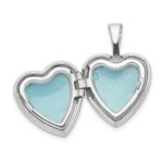 Sterling Silver Rhodium-plated Floral Heart Wings 12mm Heart Locket - Image 5