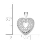 Sterling Silver Rhodium-plated Floral Heart Wings 12mm Heart Locket - Image 4