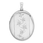 Sterling Silver Rhodium-plated Butterflies 34mm Oval Locket