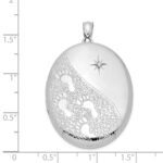 Sterling Silver Rhodium-plated & Diamond Footprints 34mm Oval Locket - Image 5