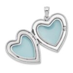 Sterling Silver Rhodium-plated Handprints Heart Locket - Image 5