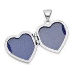 Sterling Silver Rhodium-plated 15mm Double Heart on Heart Locket - Image 5