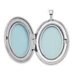 Sterling Silver Rhod-plated Textured & Polished Paw Print 26mm Oval Locket - Image 5