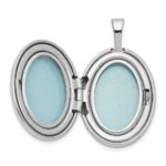 Sterling Silver Rhodium-plated Satin & Polished Paw Prints 19mm Oval Locket - Image 5