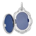 Sterling Silver Rhodium-plated 21x16mm Floral Oval Locket - Image 5