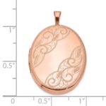 Sterling Silver Rose Gold-plated 26mm Swirled Oval Locket - Image 4