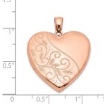 Sterling Silver Rose Gold-plated 24mm Scrolled Heart Family Locket - Image 4
