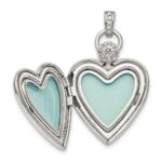 Sterling Silver Rhodium-plated 21mm Diamond Accented Satin Locket - Image 4