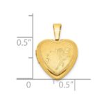 Sterling Silver Gold-plated Satin & Polished 12mm Fairy Heart Locket - Image 5