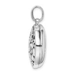 Sterling Silver Antiqued Filigree Floral Top 21mm Locket Pendant - Image 2