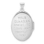 Sterling Silver RH-pltd w/Yellow Rhod Dia God Bless Angel Family Locket - Image 3