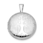 Sterling Silver Platinum-plated Round Tree Design Locket