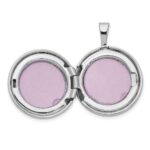 Sterling Silver Platinum-plated Round Tree Design Locket - Image 4
