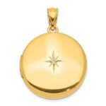 Sterling Silver 20mm Gold-plated Polished Diamond Accent Round Locket