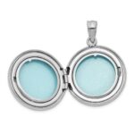 Sterling Silver Rhodium-plated 20mm Diamond Polished Round Locket - Image 4