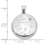 Sterling Silver Rh-pltd 20mm Diamond LOVE TO THE MOON Round Locket - Image 5