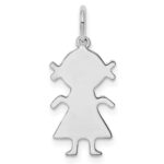 Sterling Silver Rhod-plated Eng. Girl Polished Front/Back Disc Charm