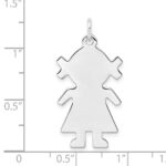 Sterling Silver Rhod-plated Eng. Girl Polished Front/Satin Back Disc Charm - Image 3