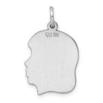 Sterling Silver Rhod-plate Eng Girl Disc Charm Polish on Front/Back - Image 4