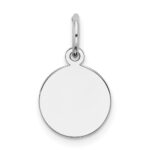 SS Rh-plt Engraveable Round Polished Front/Satin Back Disc Charm