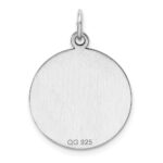 SS Rh-plt Engraveable Round Polished Front/Satin Back Disc Charm - Image 3
