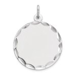 Sterling Silver Rhod-plated Eng. Rnd Polish Front/Back Disc Charm