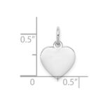 Sterling Silver Rhodium-plated Engraveable Heart Polished Disc Charm - Image 3