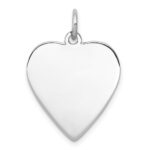 SS Rh-plt Engraveable Heart Polished Front/Satin Back Disc Charm