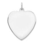 Sterling Silver Rhod-plated Eng. Heart Polish Front/Satin Back Disc Charm