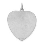 Sterling Silver Rhodium-plated Engraveable Heart Disc Charm - Image 4