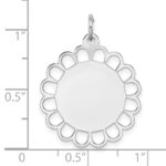 Sterling Silver Rh-plt Engraveable Polished Front/Satin Back Disc Charm - Image 3