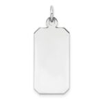 SS Rh-plt Engraveable Rectangle Polished Front/Satin Back Disc Charm