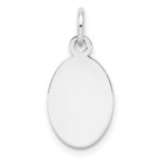 Sterling Silver Rh-plt Engraveable Oval Polished Front/Back Disc Charm