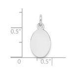 Sterling Silver Rh-plt Engraveable Oval Polished Front/Back Disc Charm - Image 3
