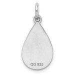 SS Rh-plt Engraveable Teardrop Polished Front/Satin Back Disc Charm - Image 4