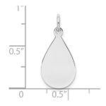 SS Rh-plt Engraveable Teardrop Polished Front/Satin Back Disc Charm - Image 3