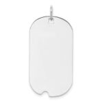 Sterling Silver Rhod.-plate Eng. Dog Tag Polish Front/Satin Back Disc Charm