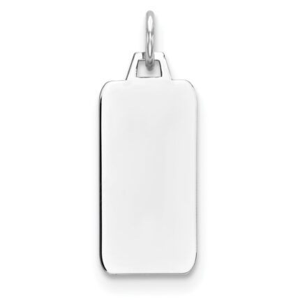 Sterling Silver Rhod-plate Eng. Rect. Polish Front/Satin Back Disc Charm