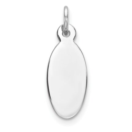 Sterling Silver Rhod-plate Eng. Oval Polish Front/Satin Back Disc Charm