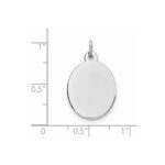 Sterling Silver Rhod-plate Eng. Oval Polish Front/Satin Back Disc Charm - Image 2