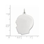 Sterling Silver Rhod-plate Eng. Boy Polished Front/Satin Back Disc Charm - Image 2