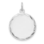 Sterling Silver Rhod-plated Eng. Rnd Polish Front & Back Disc Charm