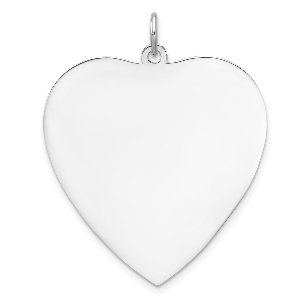 QM549-4.jpg Sterling Silver Rhod-plated Eng. Heart Polish Front/Satin Back Disc Charm - Image 1