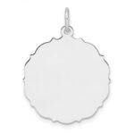 Sterling Silver Rh-plt Engraveable Polished Front/Satin Back Disc Charm