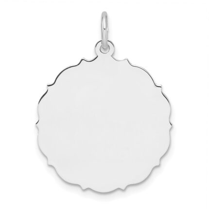 Sterling Silver Rh-plt Engraveable Polished Front/Satin Back Disc Charm